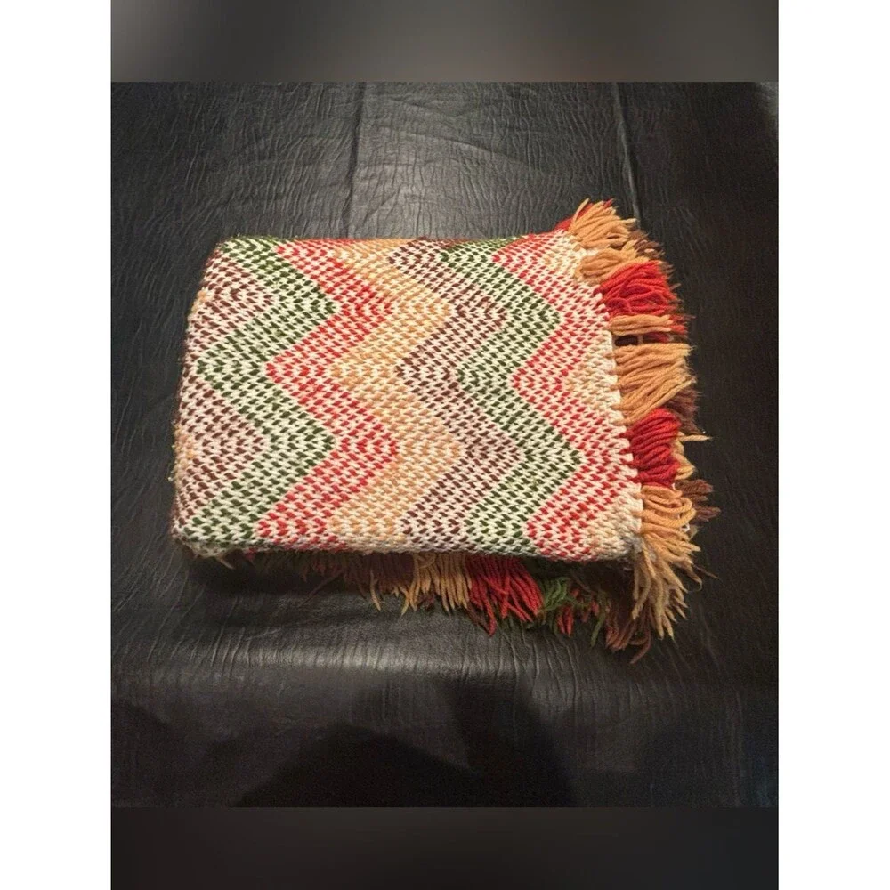 Vintage Handmade Chevron Throw Blanket